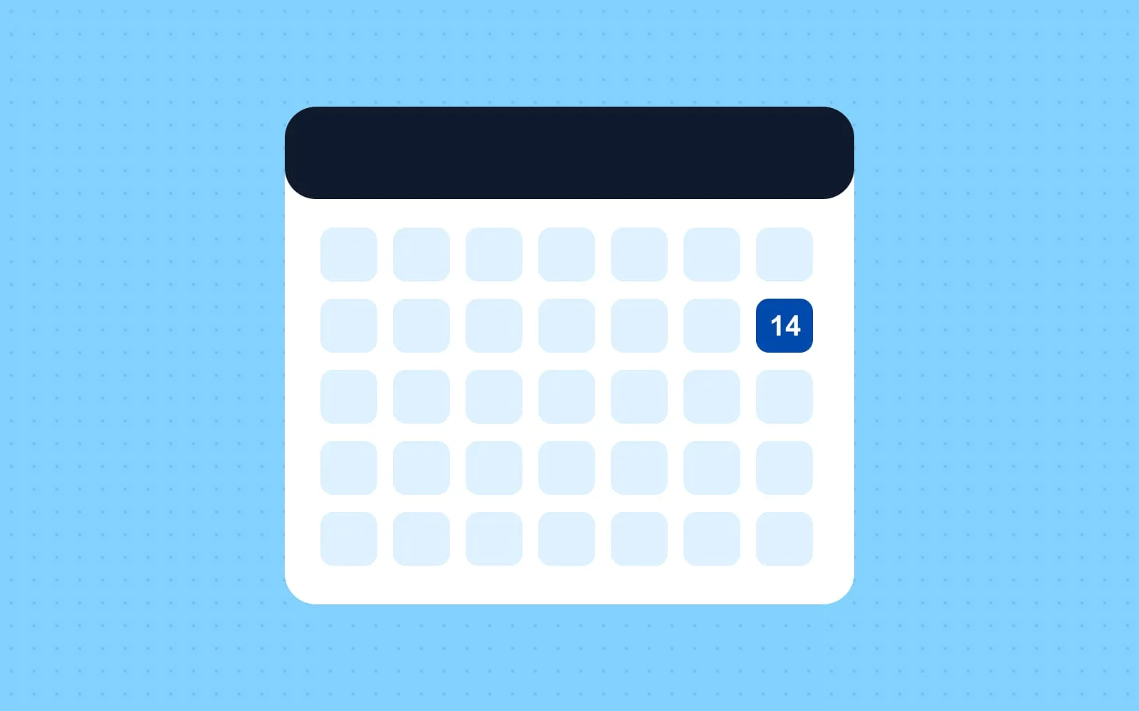 Abstract illustration: a monthly calendar with the 14th highlighted