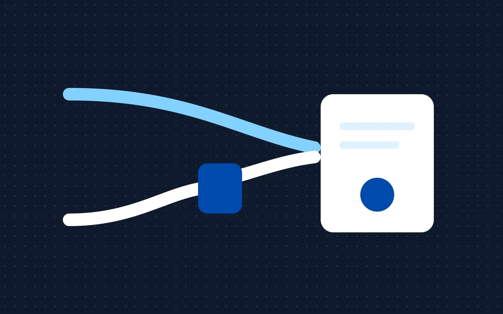 Abstract illustration: two paths, one direct and one through a gateway, leading to the same document